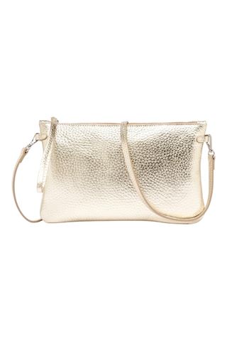 Pochette in pelle laminata colore platino. GIANNI CHIARINI | 3975-LIGHT GOLD